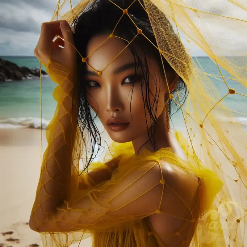 yellow netting dress