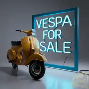 Yellow Vespa motorbke for sale