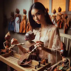 young woman making Wayang Gole